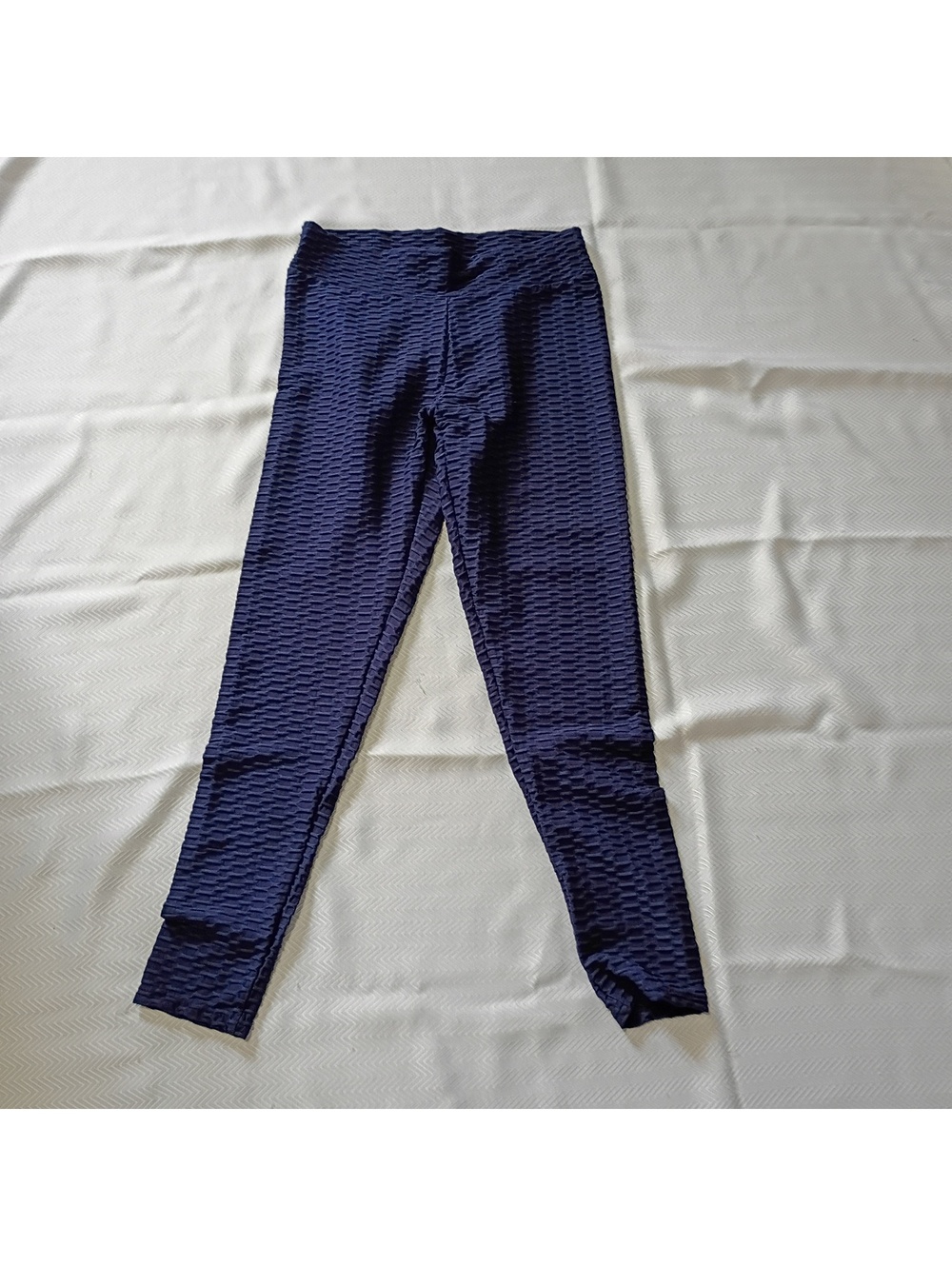Textured Navy Blue Leggings with Stretch Fabric, Size XL